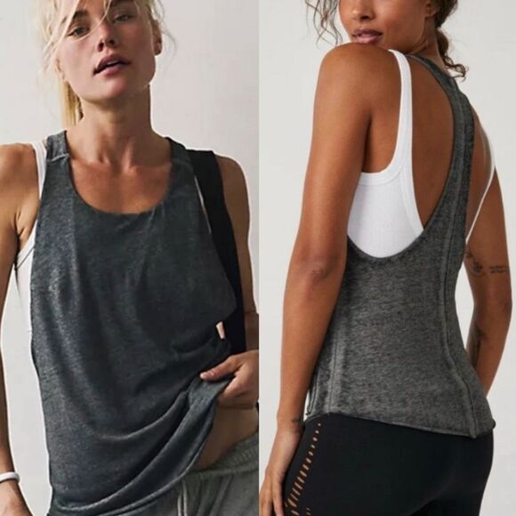 Free People Tops - Free People FP Movement Exhale Racerback Active Tank Gray XS NEW
